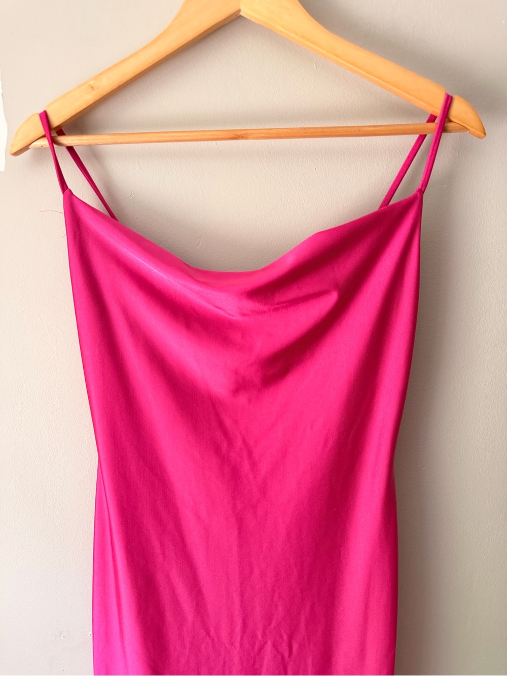 Hot Pink Slip Dress with Cowl Neck - Picture 1 of 4